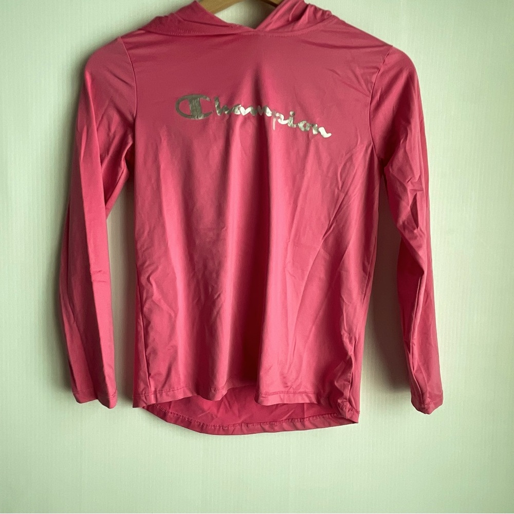 Champion girls hooded long sleeve shirt size 10/12 pink